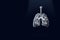 Virtual Human Lungs on dark blue background. on dark blue background. Low poly, copy space
