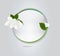 A Virtual image of jasmine crystal clear circle frame as promotion and sale banner, white flowers with green leaves background, re