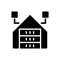 Virtual information warehousing black glyph icon