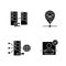 Virtual networking black glyph icons set on white space