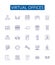Virtual offices line icons signs set. Design collection of Virtual, Offices, Remote, Working, Home, Locations, Bridging