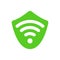 Virtual private network isolated vector icon. VPN sign on white background. Security bypass logo. Wi fi sign on green shield