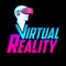 Virtual Reality emblem, headset vector modern illustration icon.