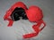 Virtual reality glasses for mobile devices with red underwear on top, VR technology is used for VR and adult entertainment.