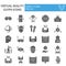 Virtual reality glyph icon set, augmented reality symbols collection, vector sketches, logo illustrations, game