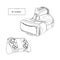 Virtual reality headset glasses realistic sketch vector.