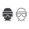 Virtual reality headset line icon, outline and solid vector sign