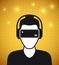 Virtual reality icon, men with glasses and headset