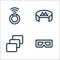 Virtual reality line icons. linear set. quality vector line set such as d glasses, depth perception, degrees