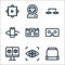 Virtual reality line icons. linear set. quality vector line set such as platform, eye, screen, cardboard, vr glasses, smartphone,