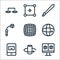 Virtual reality line icons. linear set. quality vector line set such as screen, smartphone, tablet, d, pick up, sword, selector