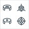 Virtual reality line icons. linear set. quality vector line set such as target, degrees, d graphics