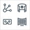 virtual reality line icons. linear set. quality vector line set such as view, cardboard, view