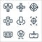 Virtual reality line icons. linear set. quality vector line set such as vr glasses, webcam, stereoscope, shoot, mobile rotation,