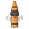 Virtual reality orange crayon in the cartoon shape