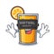 Virtual reality orange juice mascot cartoon