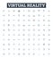 Virtual reality vector line icons set. Virtual, Reality, VR, Lucid, Dreaming, Augmented, Simulation illustration outline