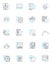 Virtual reports linear icons set. Interactive, Immersive, Accessible, Dynamic, Responsive, Engaging, Real-time line