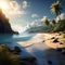 a virtual representation of a secluded beach with untouched summer sand trending on artstation