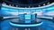 Virtual set of professional broadcast tv studio studio. News room interior