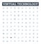 Virtual technology vector line icons set. Virtual, Technology, Cloud, Automation, Augmented, Networking, Simulation