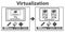 Virtualization computing and Data management concept. Vector