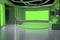 VirtualTV Studio Set. green screen background. 3d Rendering Virtual set studio for chroma footage