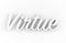 Virtue - White 3D generated text isolated on white background.