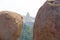 Virupaksha Temple. View from the Matanga hill to the Virupaksha temple and bazaar village Hampi. Panoramic view from above,