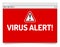 Virus alert on opened internet browser window with shadow.