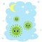 Virus and antibiotic fight illustration nursery  decor poster