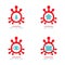 Virus , bacteria , microbe icon shape set , group of schematic pictures of medicine icons with text recommendation signs for