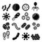 Virus, bacteria, superbug vector icons set