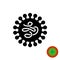 Virus black icon with worm like structure inside