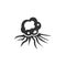 Virus cancer cell black glyph icon. Oncology sign. Disease, illness concept. sign. Pictogram for web, mobile app, promo. UI UX