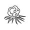 Virus cancer cell black line icon. Oncology sign. Disease, illness concept. sign. Pictogram for web, mobile app, promo