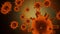 Virus cells of coronavirus covid19 are moving in a blood vessel in the form of orange colored cells which floating at