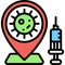 Virus cluster icon, Vaccine Development related vector