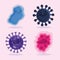 Virus covid 19 pandemic, coronavirus infection sick icons