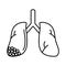 Virus covid 19 pandemic lungs human illness line style icon