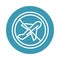 Virus covid 19 pandemic prohibited travel in plane block line style icon