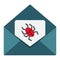 Virus in email flat icon, spam and security