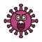 Virus emoticon, covid-19 emoji character infection, face surprise flat cartoon style