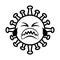 Virus emoticon, covid-19 emoji character infection, face tears line cartoon style