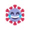 Virus face with tears of joy flat icon