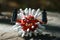 Virus figurine made of plasticine with a grenade