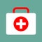 Virus first aid help kit box icon white blue