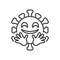 Virus hugging face emoji line icon