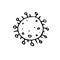 Virus icon. The Molecule viral bacteria infection. Coronavirus. Flu laboratory infection test. Contour doodle outline monochrome