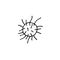 Virus icon. The Molecule viral bacteria infection. Coronavirus. Flu laboratory infection test. Contour doodle outline monochrome